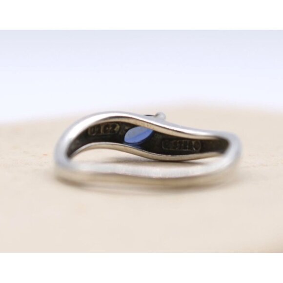Sterling Silver Marquise Cut Sapphire Ring Size 5 Elegant Design Fine Jewelry - Picture 3 of 8